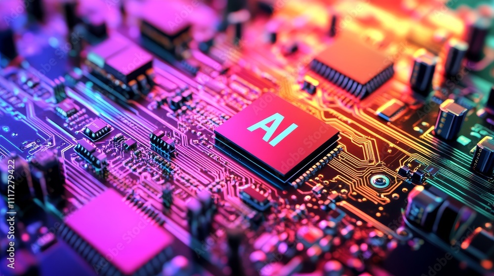Poster futuristic technology and digital concept. abstract chip with 