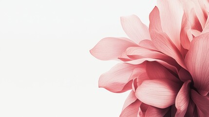 Fototapeta premium Delicate pink flower petals close-up on white background.
