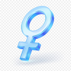 Obraz premium Female gender symbol icon glass material. 3d vector illustration for graphic ui ux isolated on a white background.
