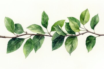 Fototapeta premium Green leaves on a branch. Perfect for adding a touch of nature to your designs.