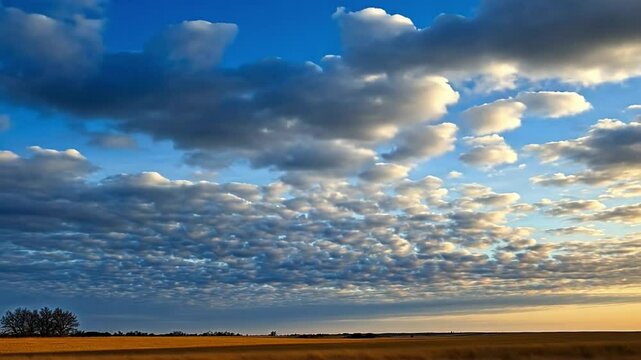 Altocumulus clouds forming patchy layers across the sky, often seen during calm, fair weather