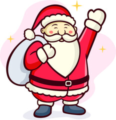 Cute Happy Santa Claus Cartoon Illustration