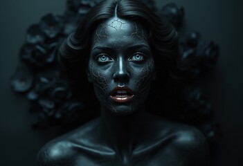 Obraz premium Close-up portrait of an obsidian woman
