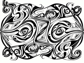 Abstract pattern background with hand drawn swirly lines in black and white