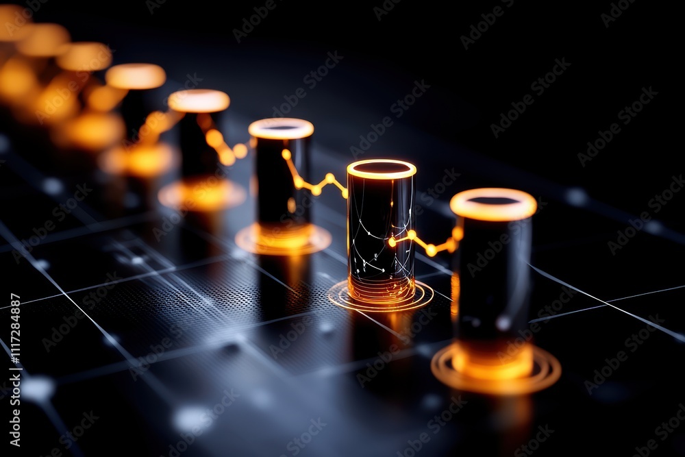 Poster a futuristic representation of energy flow and circuitry, showcasing glowing elements and connection