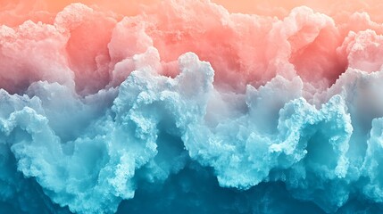 Fototapeta premium A calming pastel gradient transitioning from soft coral to light teal, enriched with subtle digital noise and glowing highlights, creating a delicate and dreamy look, ultra hd digital artwork.