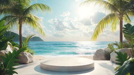Fototapeta premium Relaxing beach retreat coastal paradise natural landscape view