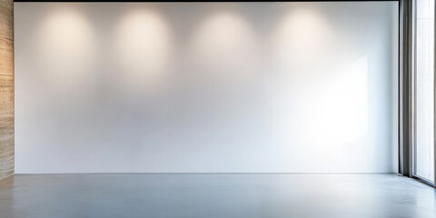 Minimalist interior with blank wall and modern lighting in a well-lit space