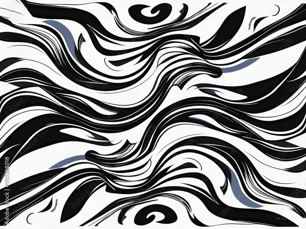 Poster abstract pattern background with hand drawn swirly lines in black and white