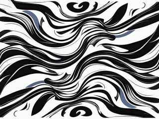 Fototapeta premium Abstract pattern background with hand drawn swirly lines in black and white
