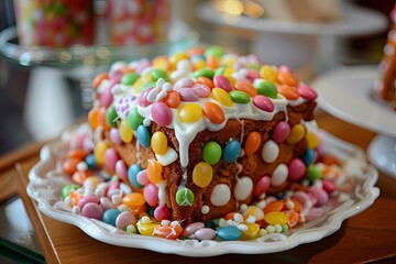 ginger gingerbread decorated with marmalade and icing , winter season atmosphere , decoration and cooking , baking , festive Christmas sweets   