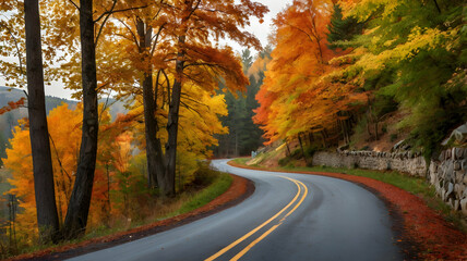 Obraz premium Winding Autumn Road 