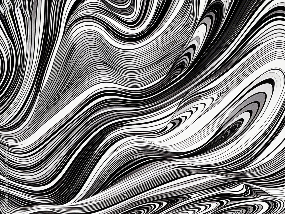 Poster abstract pattern background with hand drawn swirly lines in black and white