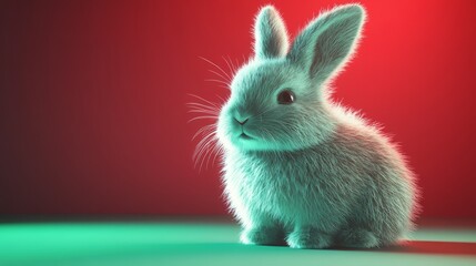 3D rendering of rabbit and snow. Soft as velvet, keeps you warm and cozy, lovely and heals the heart