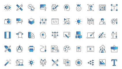 Graphic design trendy flat line icon pack. Icons for graphic design, web design icon set.