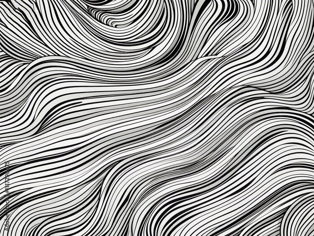 Poster abstract pattern background with hand drawn swirly lines in black and white