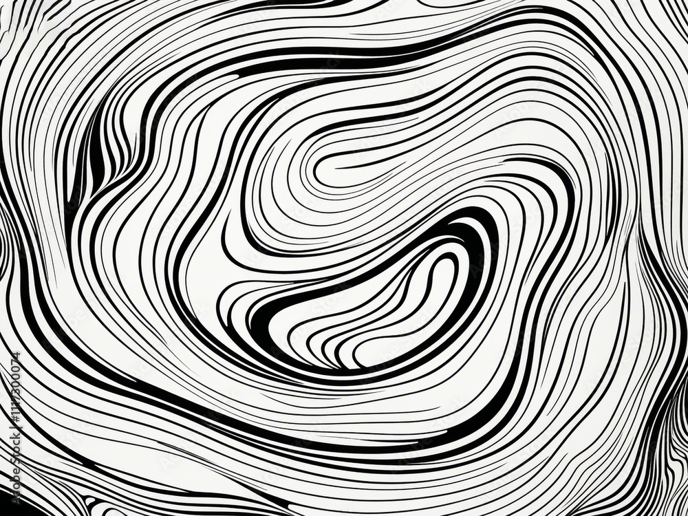 Poster abstract pattern background with hand drawn swirly lines in black and white