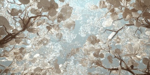 Enchanting Winter Forest Canopy Ice Crystals Snow on Branches