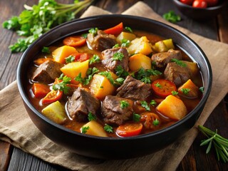 Hearty Beef Stew Closeup - Winter Comfort Food