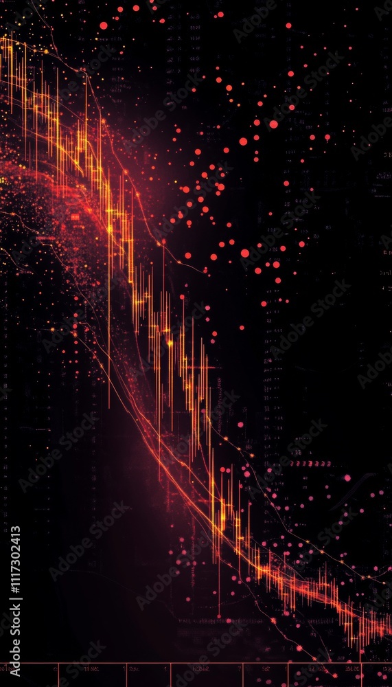 Poster Stock market graph showing upward trends with increasing lines and numerical growth indicators