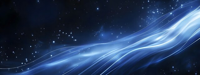 Fototapeta premium Dark blue background with white futuristic technology and digital connection lines, banner design for website header,