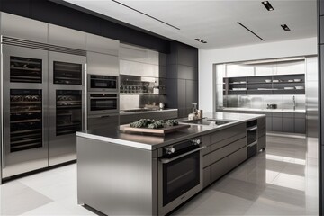 Modern Stainless Steel Kitchen Island Design