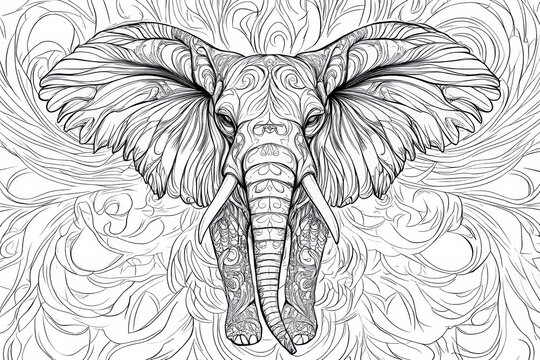 Intricate elephant mandala  a beautiful adult coloring page in zentangle style design
