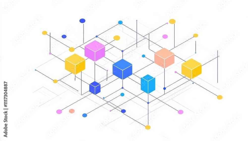 Aufkleber simple line art representing an interconnected network on a clean white backdrop.