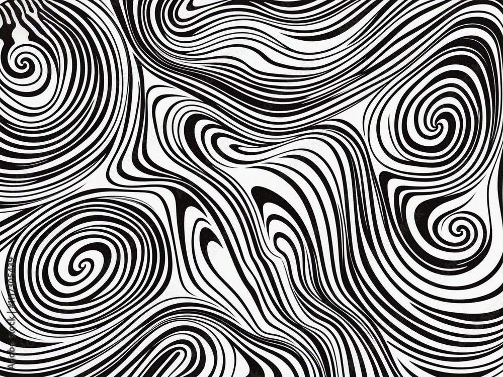Poster abstract pattern background with hand drawn swirly lines in black and white
