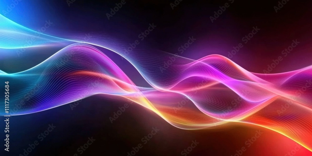 Aufkleber an abstract background featuring wave-like shapes illuminated by light.