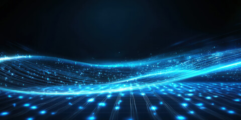 flowing pixel wave on LED grid with glowing edges creates dynamic scene