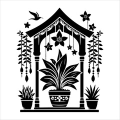 Decorative house plant  silhouette vector style