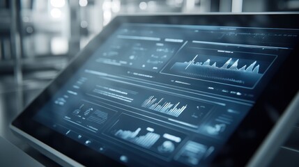 Fototapeta premium Futuristic Tablet Displaying Data Graphs And Charts