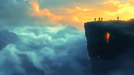 Explorers Standing on the Edge of the World