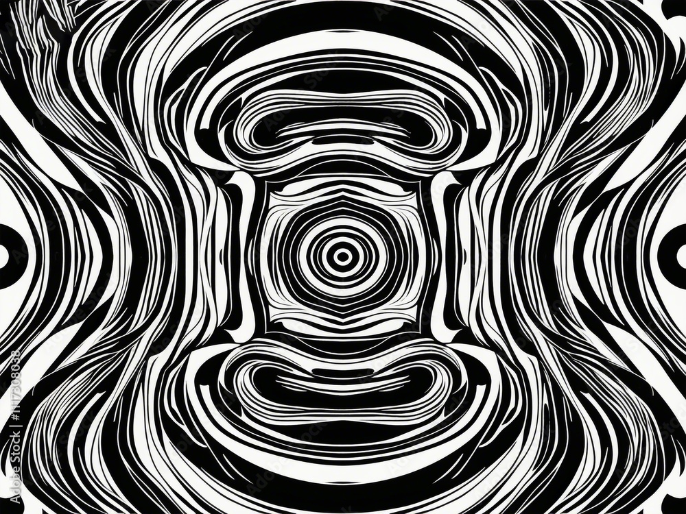 Poster abstract pattern background with hand drawn swirly lines in black and white