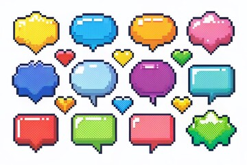 Pixel Speech Bubbles Pack - Chat & Game Text Boxes - 8-bit Art