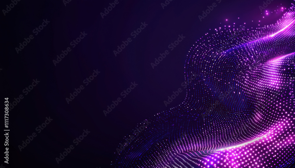 Poster Abstract LED matrix with pixel waves creating energetic visual effect