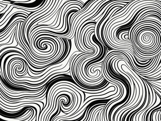 Fototapeta premium Abstract pattern background with hand drawn swirly lines in black and white