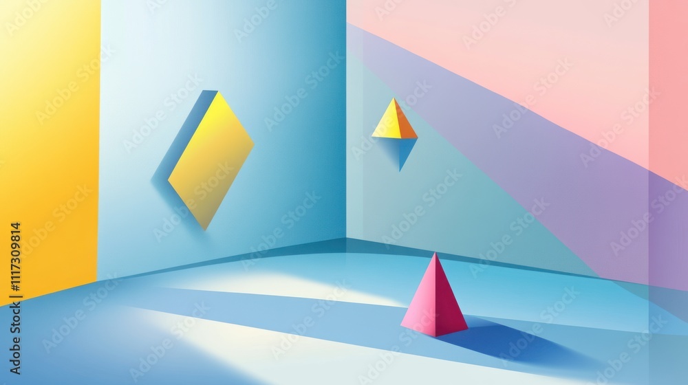 Poster abstract geometric shapes minimalist color block design