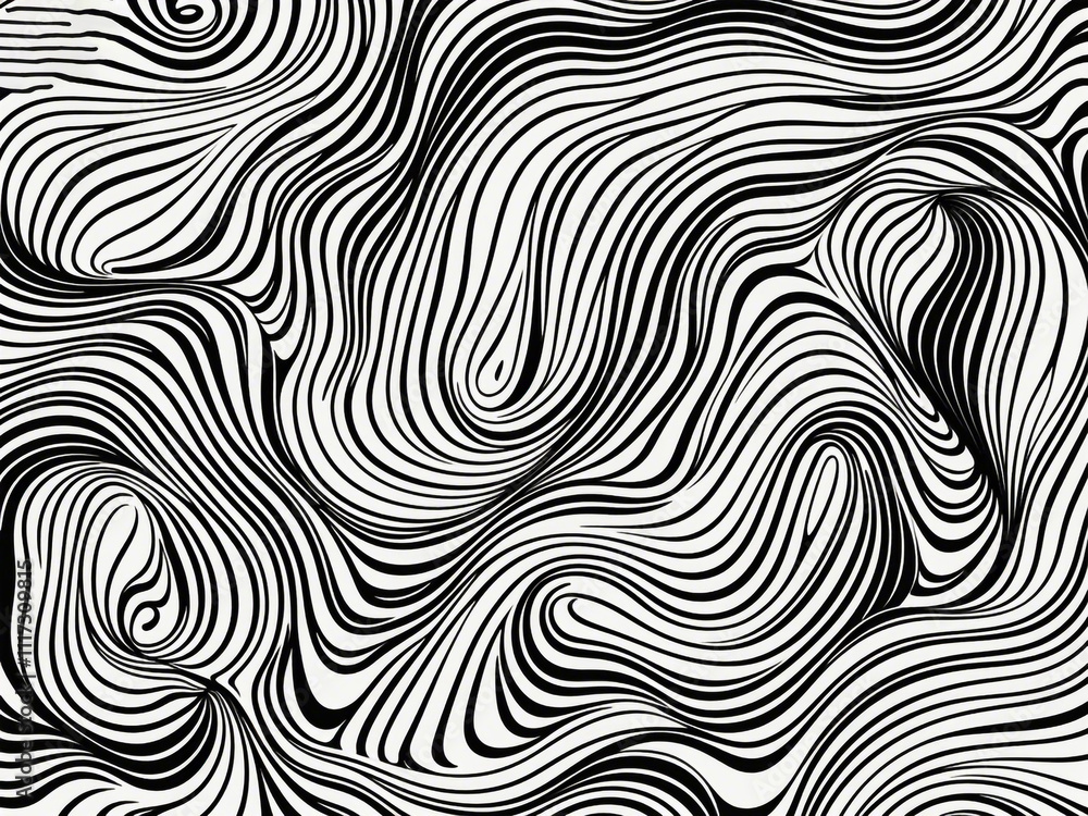 Aufkleber abstract pattern background with hand drawn swirly lines in black and white