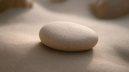 Smooth Stone Resting On Fine Sand