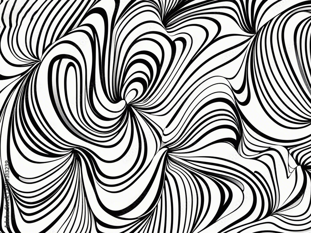 Poster abstract pattern background with hand drawn swirly lines in black and white