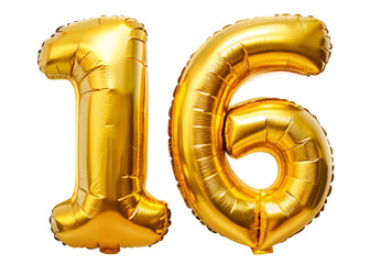 16 number 3D Balloon Shape PNG Sticker, Party Number Design, Transparent Background