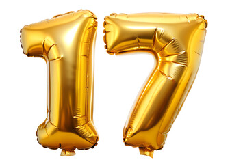 17 number 3D Balloon Shape PNG Sticker, Party Number Design, Transparent Background