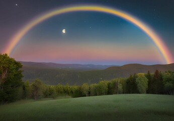 Naklejka premium rainbow over the mountains