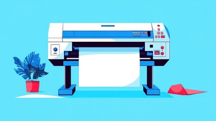 Charming cartoon printer design suitable for graphic projects.