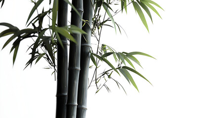 Obraz premium A tall bamboo tree with green leaves and brown stems