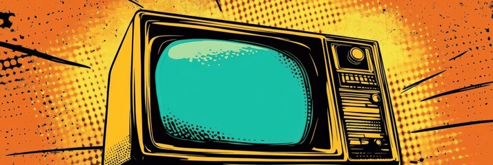 Antique television features a unique dotted pop art style.