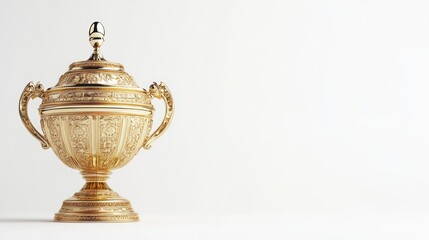 Ornate Gold Trophy on White Background