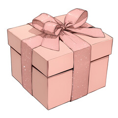 Obraz premium sparkling pink glitter gift box with matching ribbon, isolated on transparency background, exudes elegance and charm, perfect for celebrations or special occasions